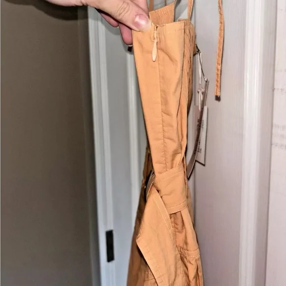 NWT Ulla Johnson Cosette Pleated Poplin Midi Dress w/Pockets Pale Peach Size 2 - Picture 8 of 13